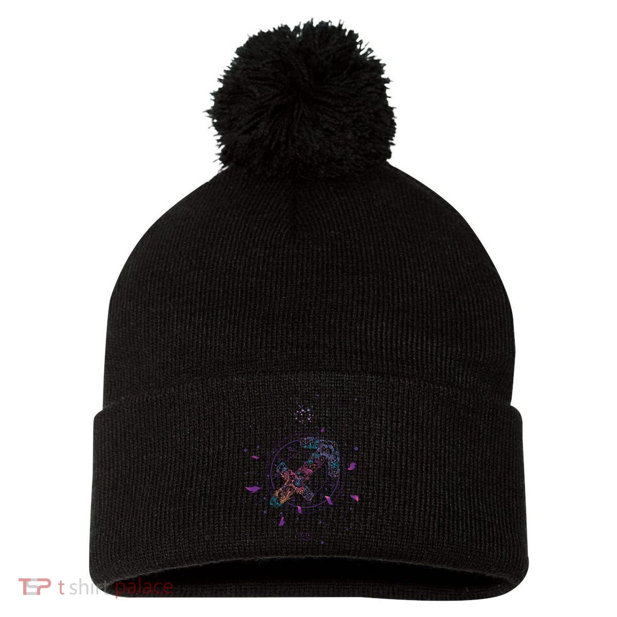 Sagittarius Floral Zodiac Pom Pom 12in Knit Beanie