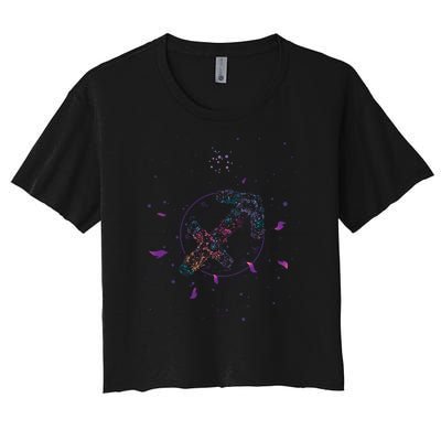 Sagittarius Floral Zodiac Women's Crop Top Tee