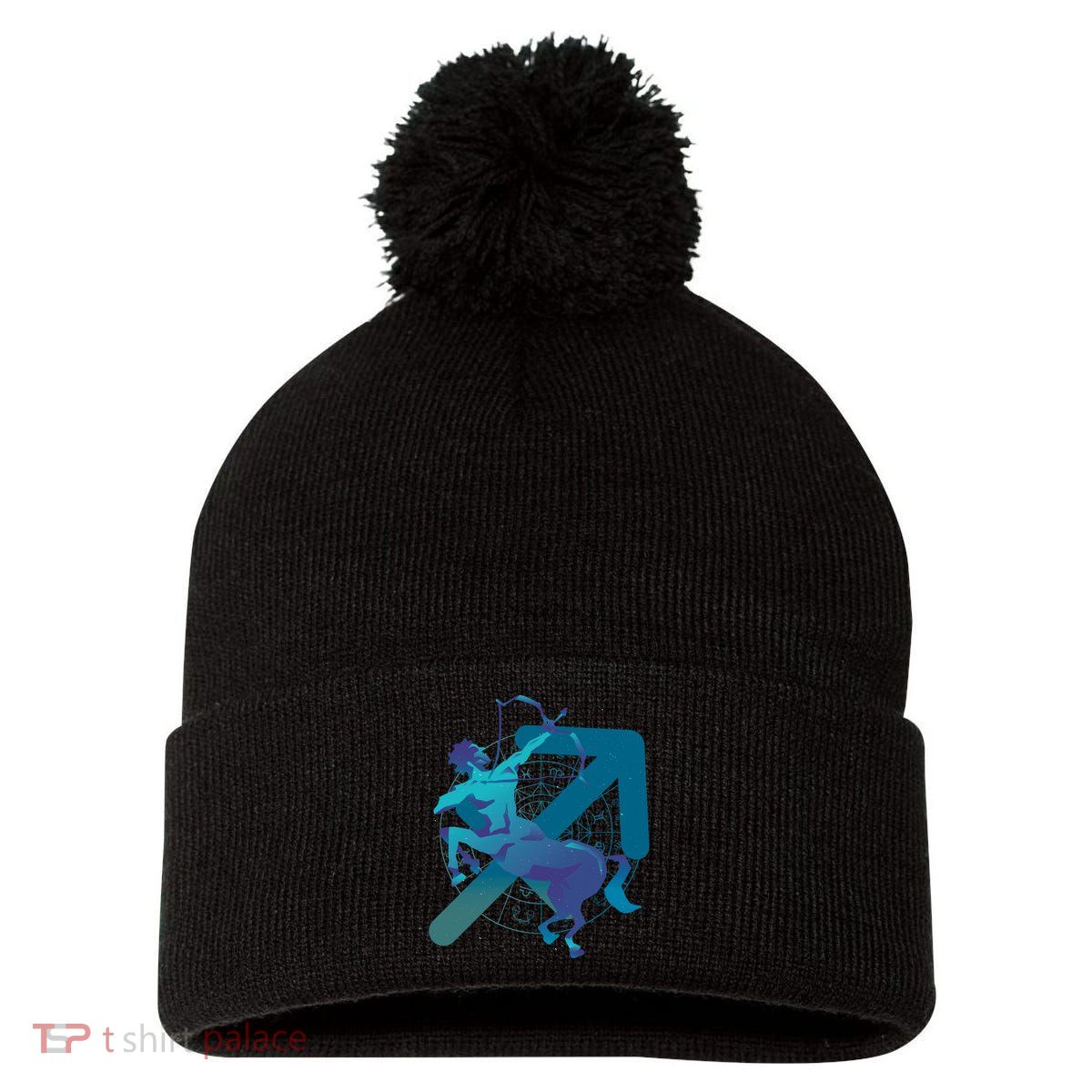 Sagittarius Zodiac Symbol Pom Pom 12in Knit Beanie