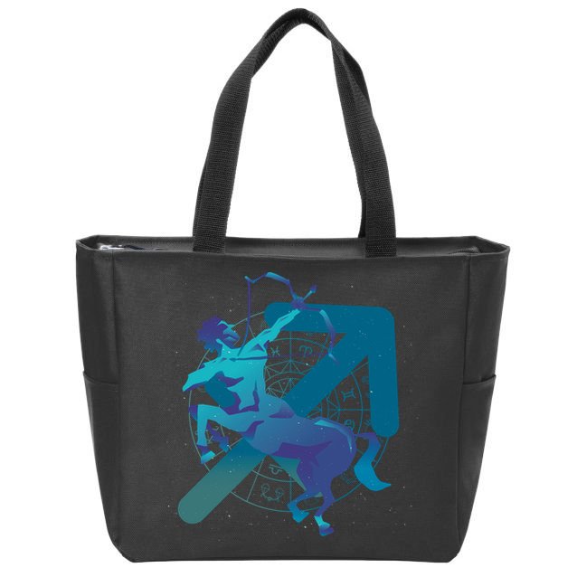 Sagittarius Zodiac Symbol Zip Tote Bag