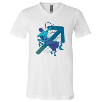 Sagittarius Zodiac Symbol V-Neck T-Shirt