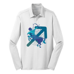 Sagittarius Zodiac Symbol Silk Touch Performance Long Sleeve Polo