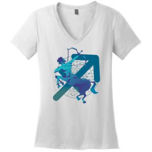 Sagittarius Zodiac Symbol Women's V-Neck T-Shirt