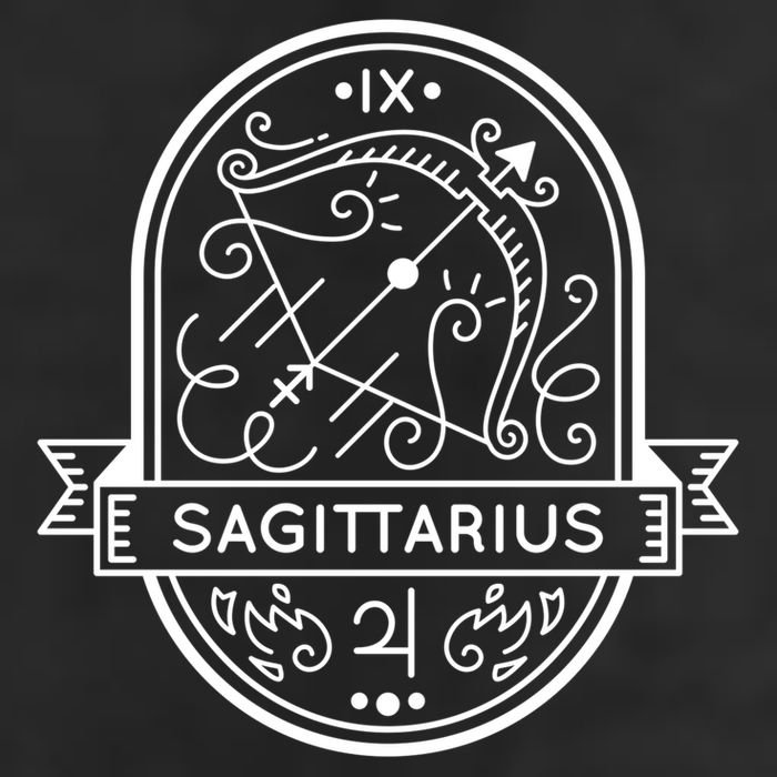 Sagittarius Zodiac Symbol Design 7 Panel Mesh Trucker Snapback Hat