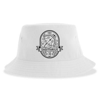 Sagittarius Zodiac Symbol Design Sustainable Bucket Hat