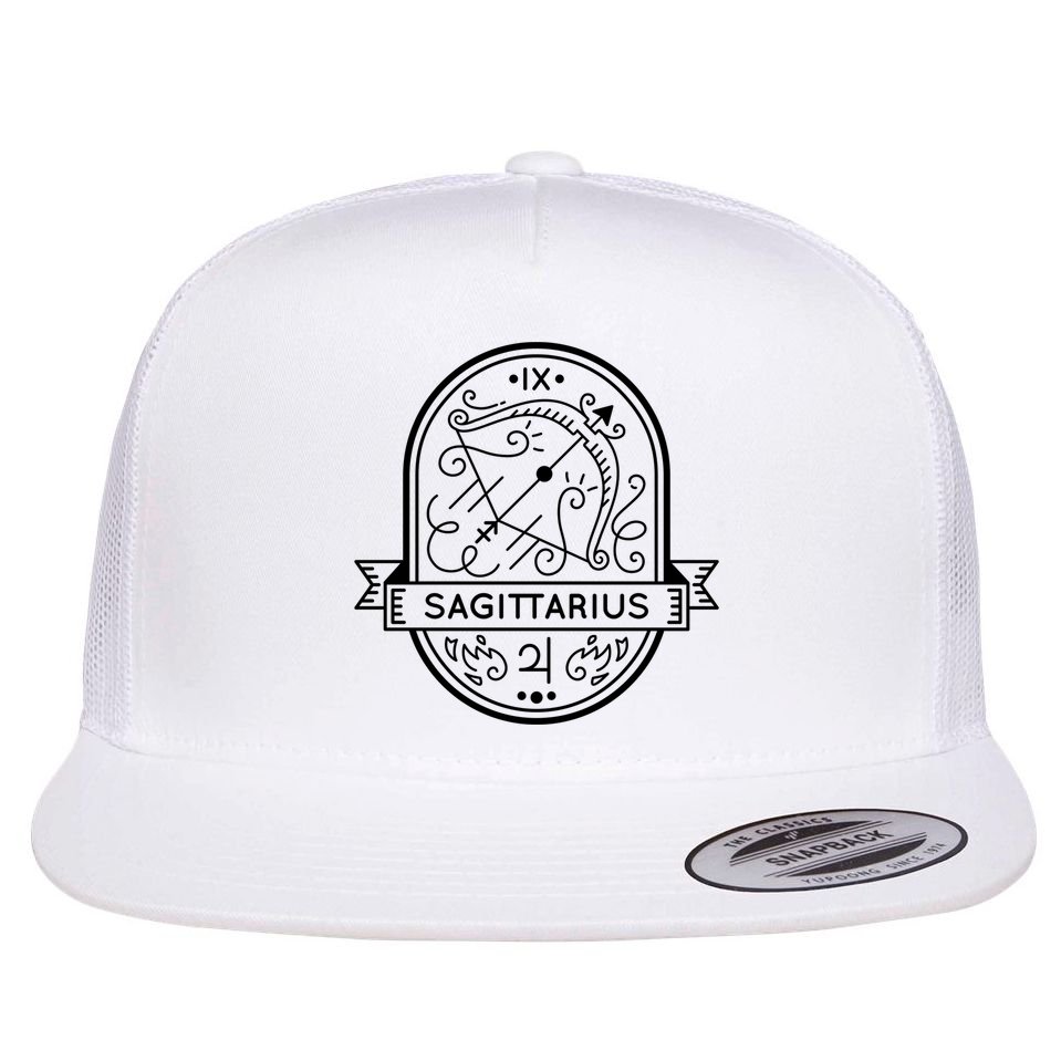 Sagittarius Zodiac Symbol Design Flat Bill Trucker Hat