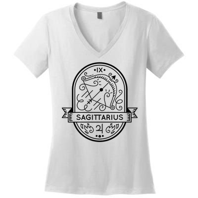 Sagittarius Zodiac Symbol Design Women's V-Neck T-Shirt