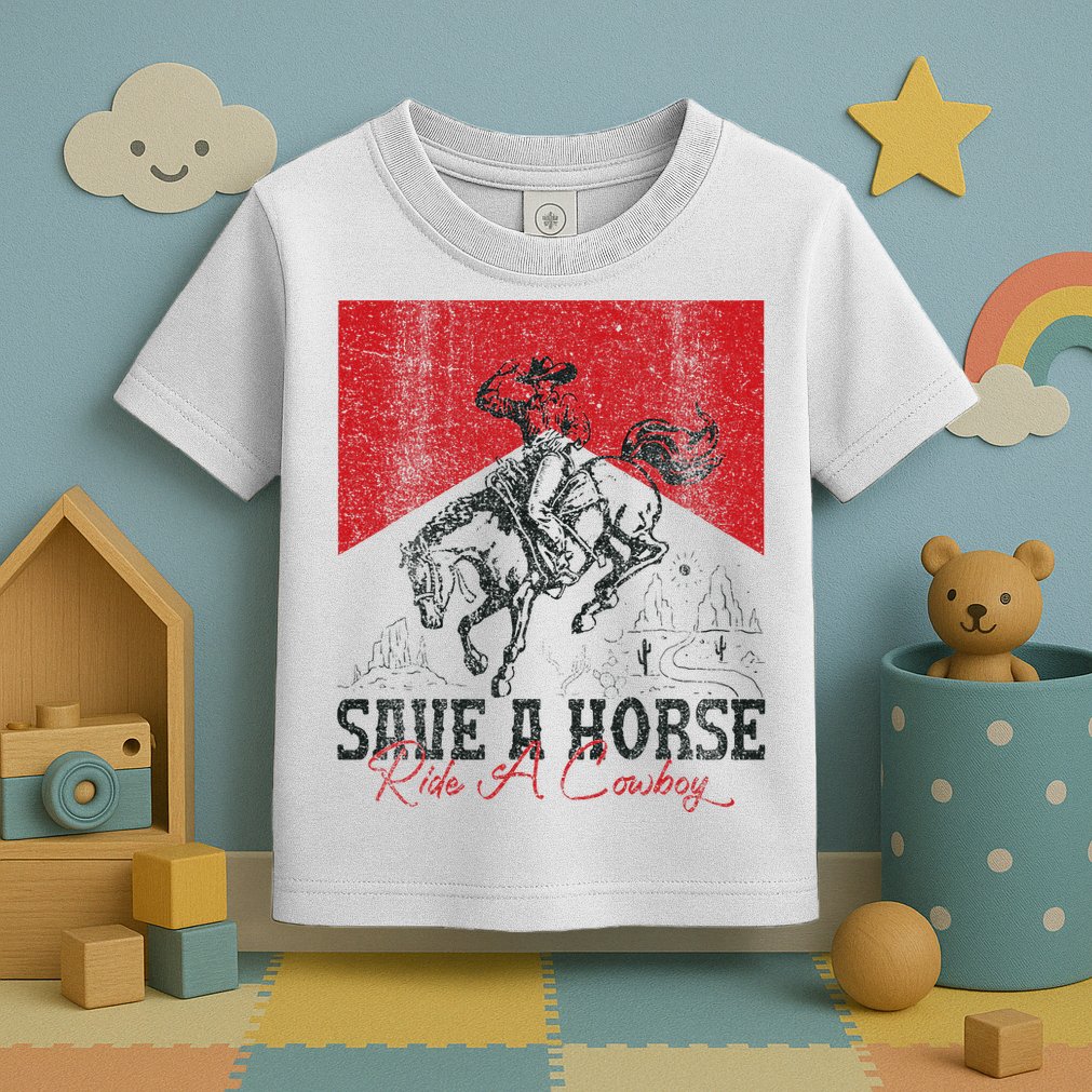 Save A Horse Ride A Cowboy Vintage Country Western Toddler T-Shirt