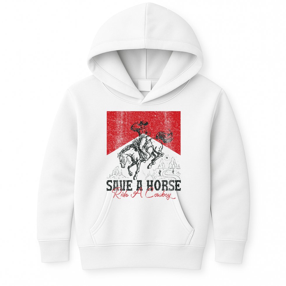 Save A Horse Ride A Cowboy Vintage Country Western Kids Hoodie