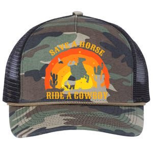 Save A Horse Ride Me A Cowboy Retro Rope Trucker Hat Cap