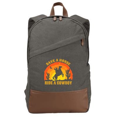 Save A Horse Ride Me A Cowboy Cotton Canvas Backpack