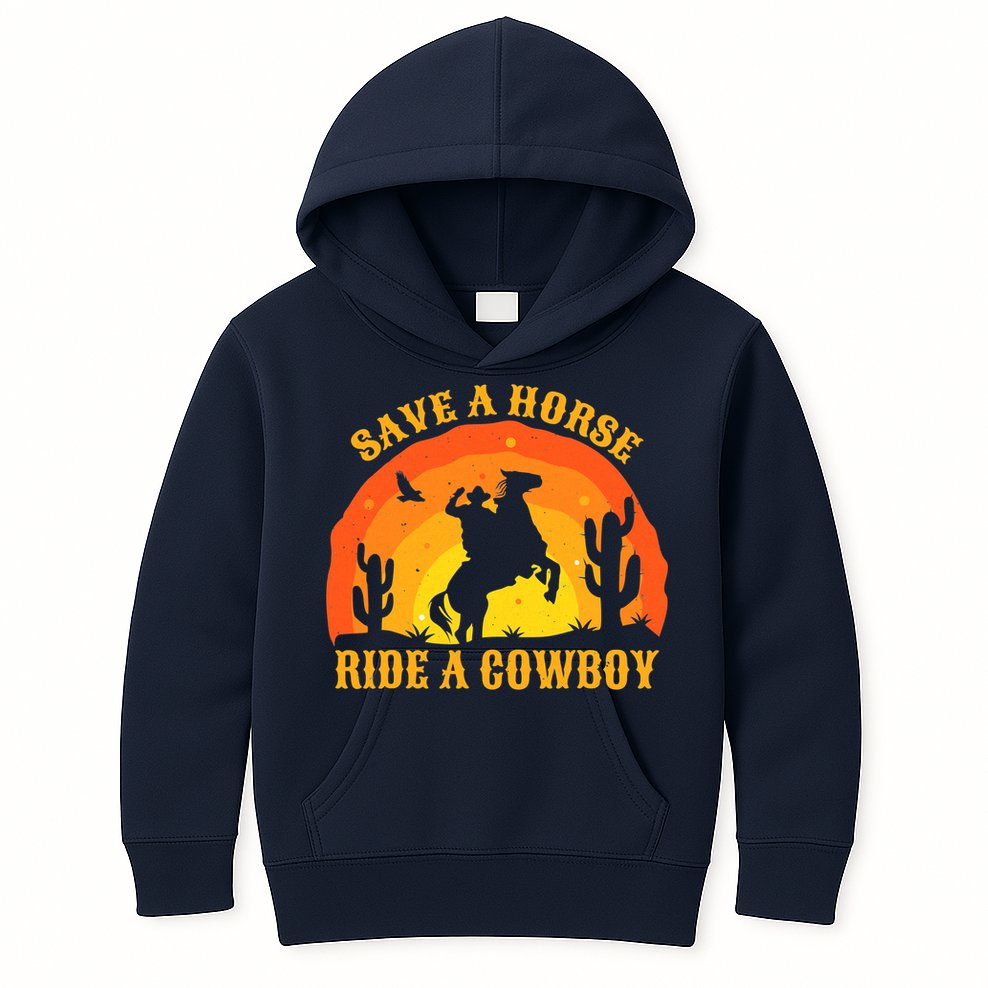 Save A Horse Ride Me A Cowboy Kids Hoodie