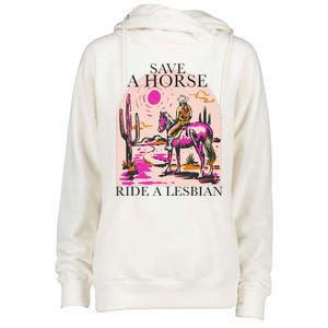 Save A Horse Ride A Lesbian Cowboy Lgbtq Western Retro Womens Funnel Neck Pullover Hood