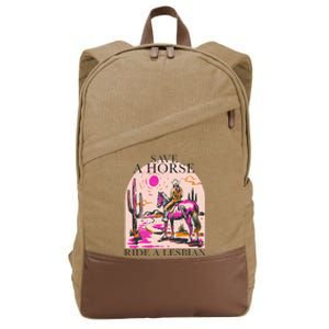 Save A Horse Ride A Lesbian Cowboy Lgbtq Western Retro Cotton Canvas Backpack