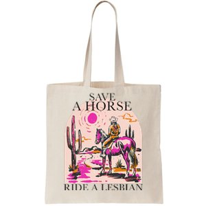 Save A Horse Ride A Lesbian Cowboy Lgbtq Western Retro Tote Bag