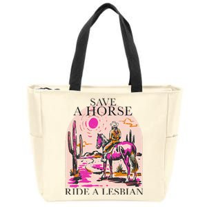 Save A Horse Ride A Lesbian Cowboy Lgbtq Western Retro Zip Tote Bag