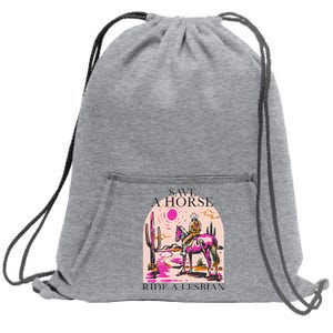 Save A Horse Ride A Lesbian Cowboy Lgbtq Western Retro Sweatshirt Cinch Pack Bag