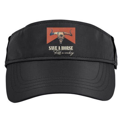 Save A Horse Ride A Cowboy Vintage Western Bull Skull Adult Drive Performance Visor