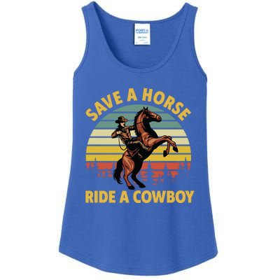 Save A Horse Ride A Cow Western Rodeo Country Lover Gift Ladies Essential Tank