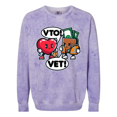 Swagazon Associate Heart Says Vto Wallet Says Vet Colorblast Crewneck Sweatshirt