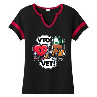 Swagazon Associate Heart Says Vto Wallet Says Vet Ladies Halftime Notch Neck Tee