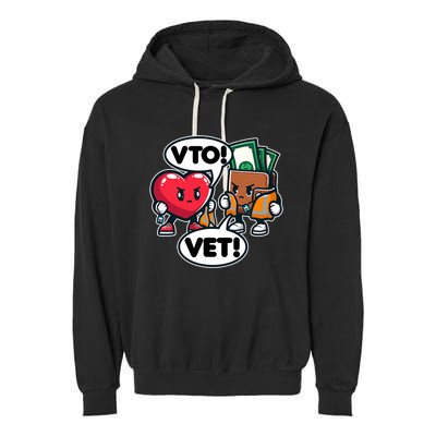 Swagazon Associate Heart Says Vto Wallet Says Vet Garment-Dyed Fleece Hoodie