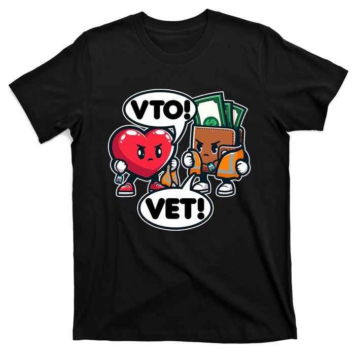 Swagazon Associate Heart Says Vto Wallet Says Vet T-Shirt