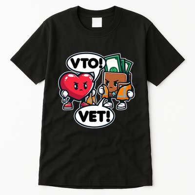 Swagazon Associate Heart Says Vto Wallet Says Vet Tall T-Shirt