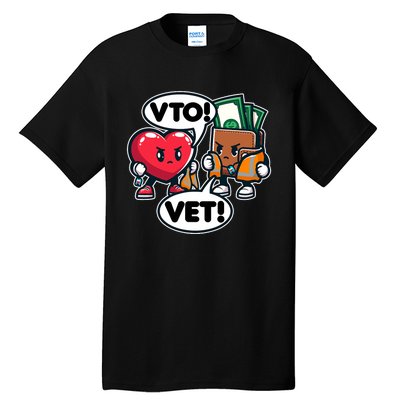 Swagazon Associate Heart Says Vto Wallet Says Vet Tall T-Shirt