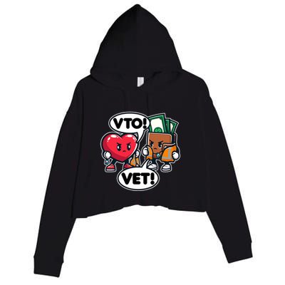 Swagazon Associate Heart Says Vto Wallet Says Vet Crop Fleece Hoodie