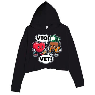 Swagazon Associate Heart Says Vto Wallet Says Vet Crop Fleece Hoodie