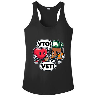 Swagazon Associate Heart Says Vto Wallet Says Vet Ladies PosiCharge Competitor Racerback Tank