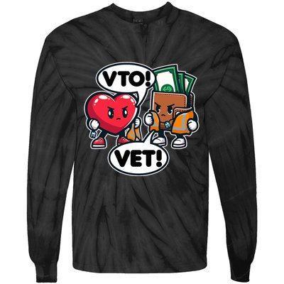 Swagazon Associate Heart Says Vto Wallet Says Vet Tie-Dye Long Sleeve Shirt
