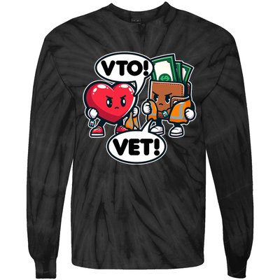 Swagazon Associate Heart Says Vto Wallet Says Vet Tie-Dye Long Sleeve Shirt