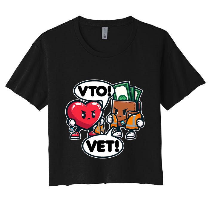 Swagazon Associate Heart Says Vto Wallet Says Vet Women's Crop Top Tee