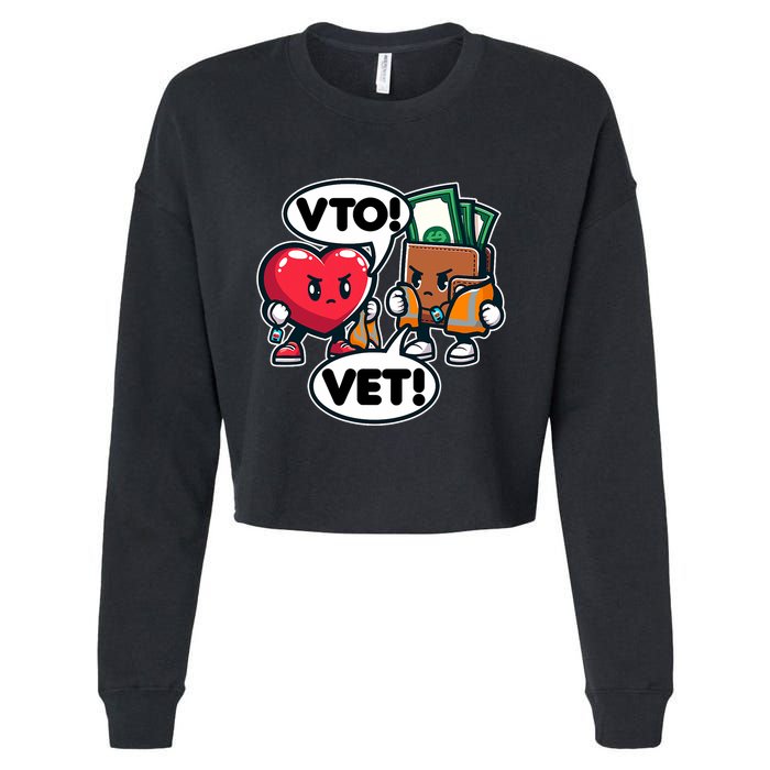 Swagazon Associate Heart Says Vto Wallet Says Vet Cropped Pullover Crew