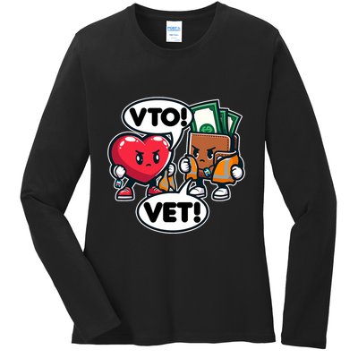 Swagazon Associate Heart Says Vto Wallet Says Vet Ladies Long Sleeve Shirt