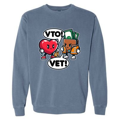 Swagazon Associate Heart Says Vto Wallet Says Vet Garment-Dyed Sweatshirt