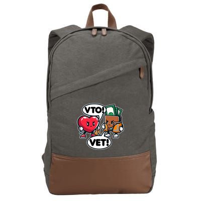 Swagazon Associate Heart Says Vto Wallet Says Vet Cotton Canvas Backpack