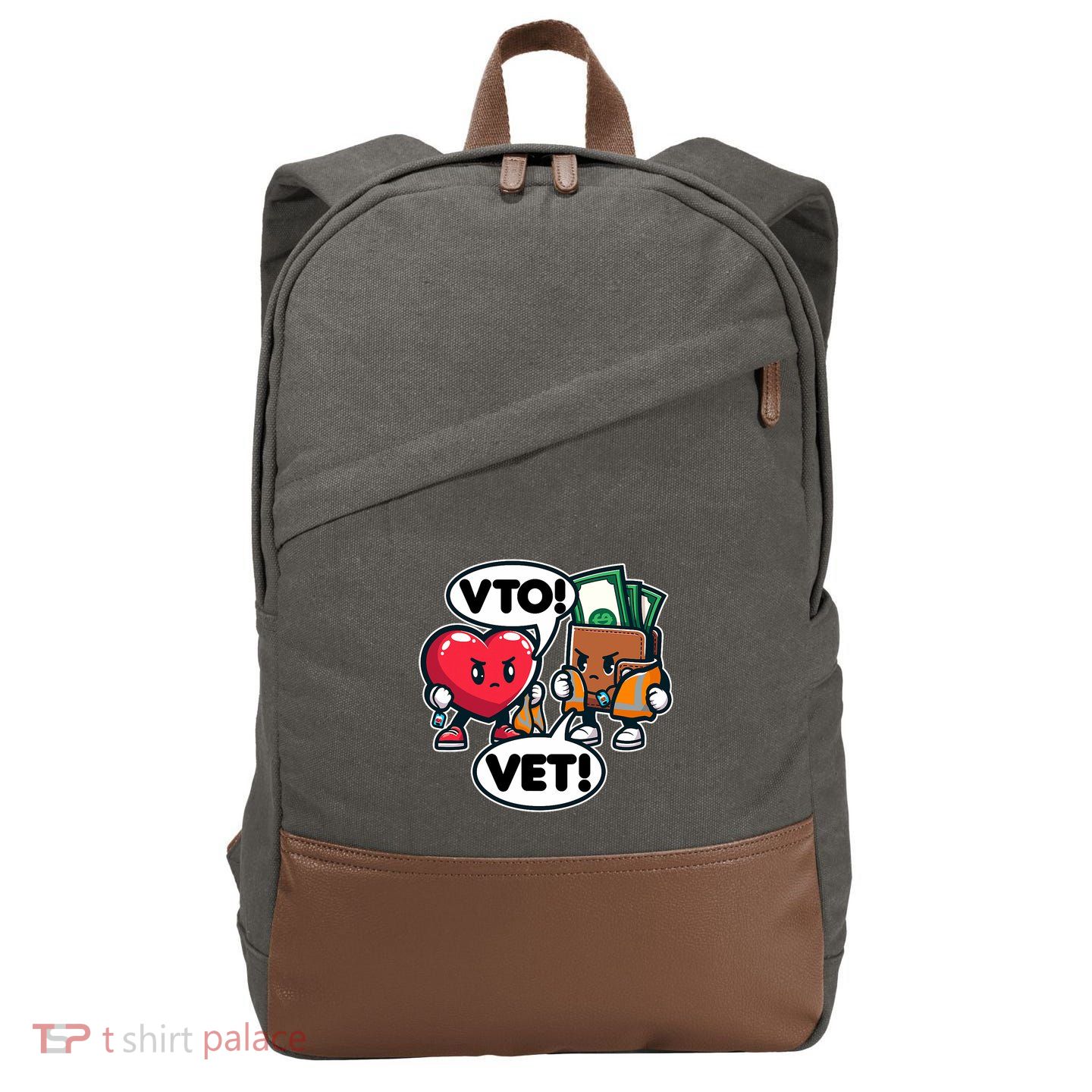 Swagazon Associate Heart Says Vto Wallet Says Vet Cotton Canvas Backpack