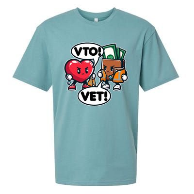 Swagazon Associate Heart Says Vto Wallet Says Vet Sueded Cloud Jersey T-Shirt