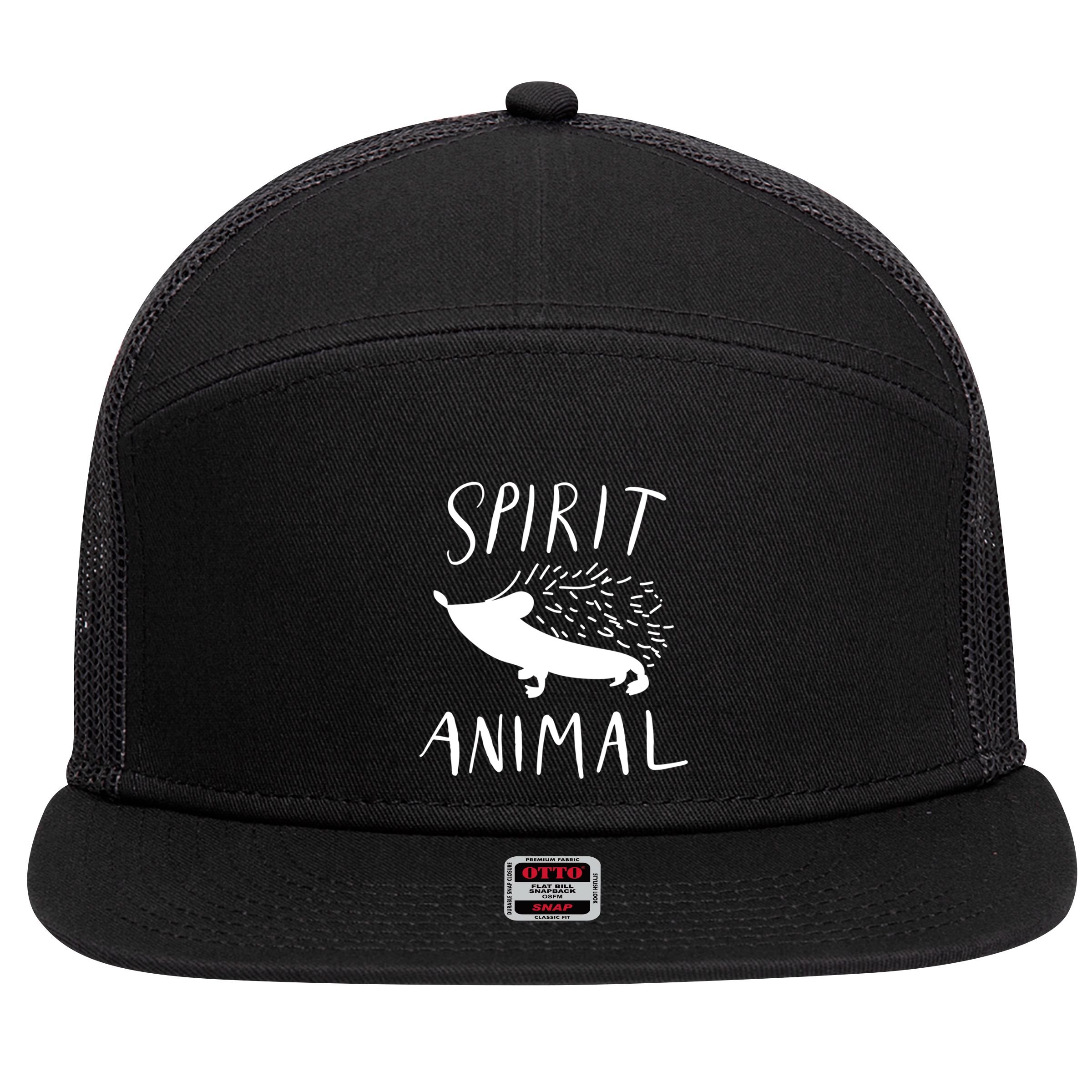 Spirit Animal Hedgehog Gift Funny Gift 7 Panel Mesh Trucker Snapback Hat