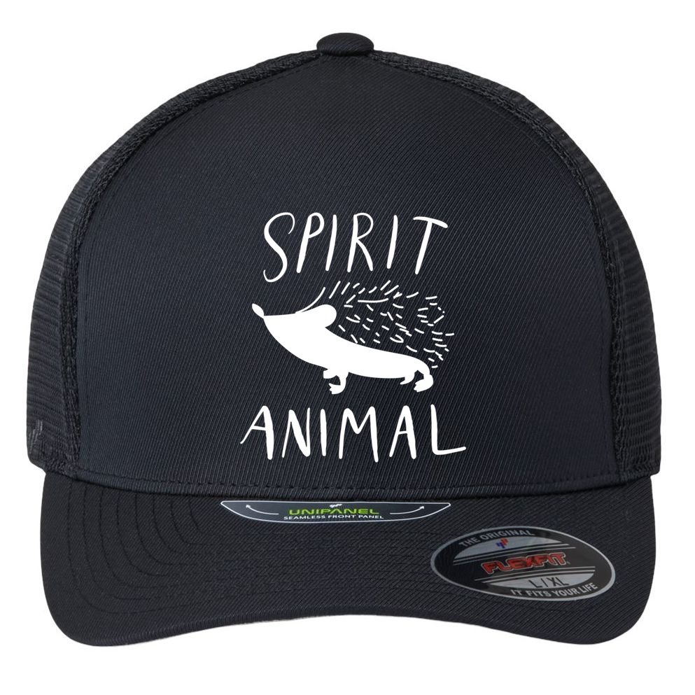 Spirit Animal Hedgehog Gift Funny Gift Flexfit Unipanel Trucker Cap