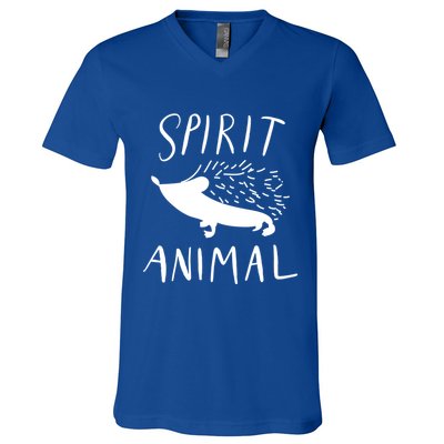 Spirit Animal Hedgehog Gift Funny Gift V-Neck T-Shirt