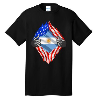 Super Argentine Heritage Argentina Roots USA Flag Tall T-Shirt