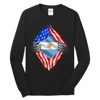 Super Argentine Heritage Argentina Roots USA Flag Tall Long Sleeve T-Shirt