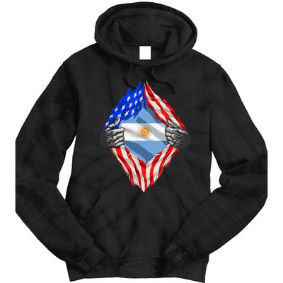 Super Argentine Heritage Argentina Roots USA Flag Tie Dye Hoodie