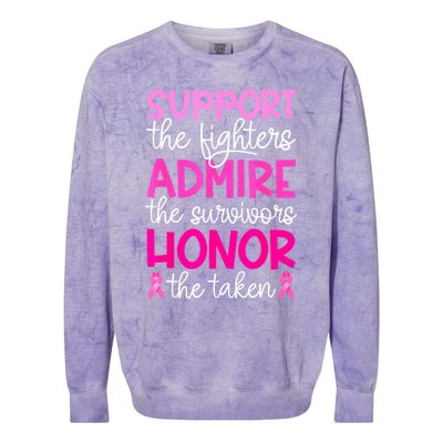 Support Admire Honor Breast Cancer Awareness Gift Colorblast Crewneck Sweatshirt