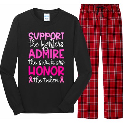 Support Admire Honor Breast Cancer Awareness Gift Long Sleeve Pajama Set