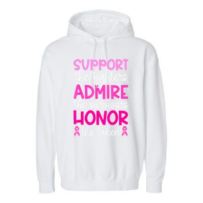 Support Admire Honor Breast Cancer Awareness Gift Garment-Dyed Fleece Hoodie